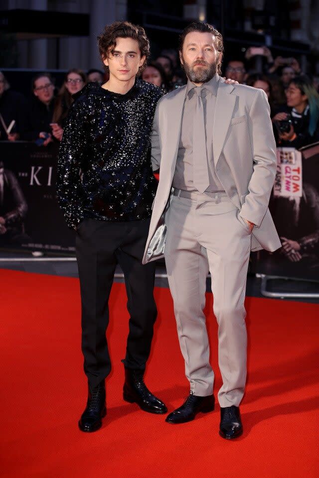 Timothée Chalamet Wears a Sequined Hoodie to The King UK Premiere