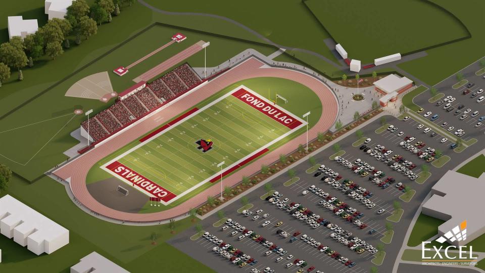 A rendering made by Excel Engineering of the new multipurpose stadium for Fond du Lac High School currently under construction.