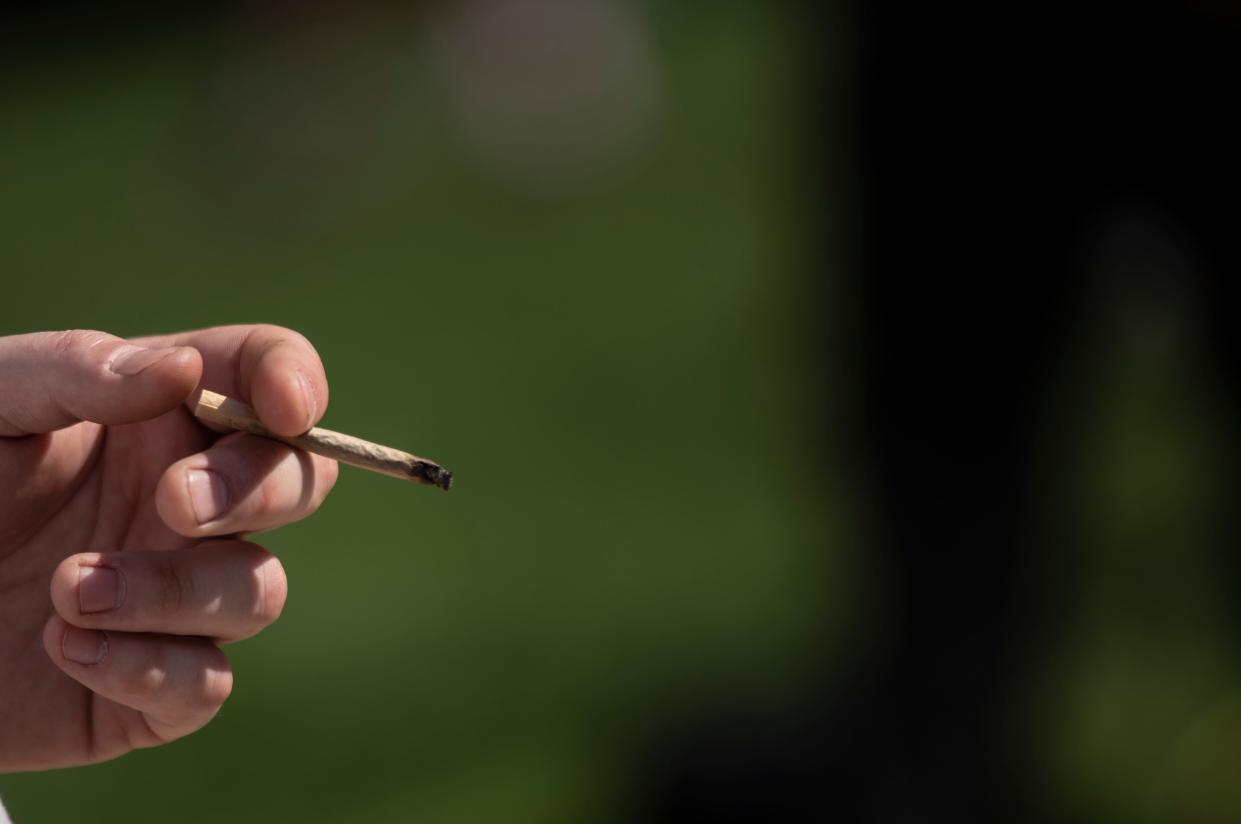 It's the first 4/20, the unofficial holiday for marijuana enthusiasts, since marijuana was legalized in New Jersey. People gather at the state house in Trenton on Tuesday April 20, 2021 to celebrate as well as protest NJ laws that prohibit people from growing marijuana at home. 