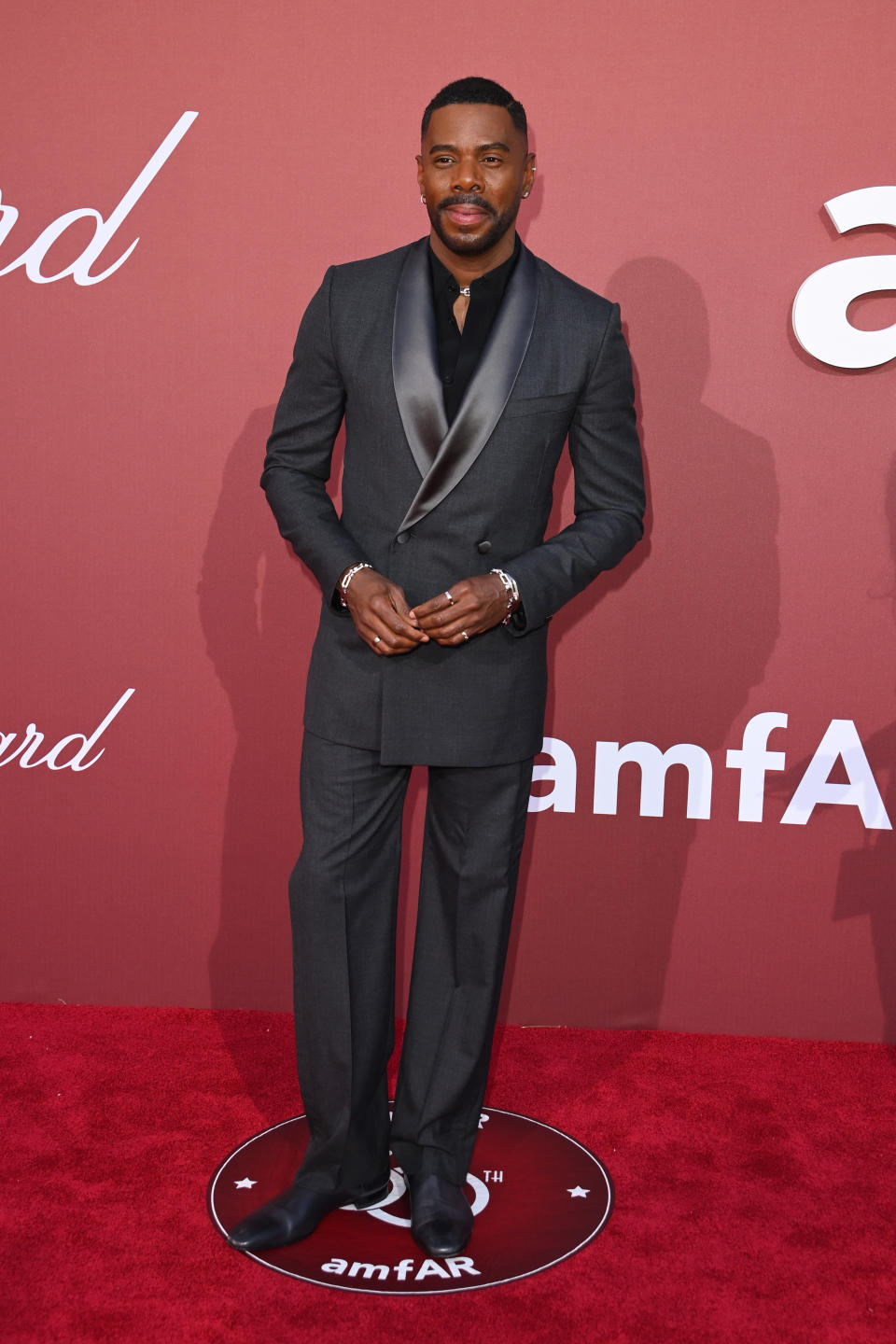 Colman Domingo attends the amfAR Cannes Gala 30th edition Presented by Chopard and Red Sea International Film Festival wearing the Christian Louboutin Roadie Black Leather boots