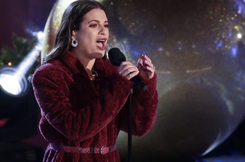 Lea Michele performS at the 87th annual Christmas Tree Lighting Ceremony at Rockefeller Center in New York City in 2019. File Photo by John Angelillo/UPI