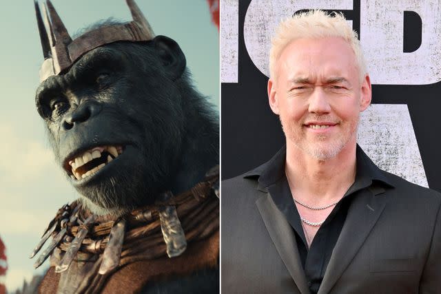 <p>courtesy 20th Century Studios; Axelle/Bauer-Griffin/FilmMagic</p> (Left-right:) Kevin Durand in 'Kingdom of the Planet of the Apes'; on May 2