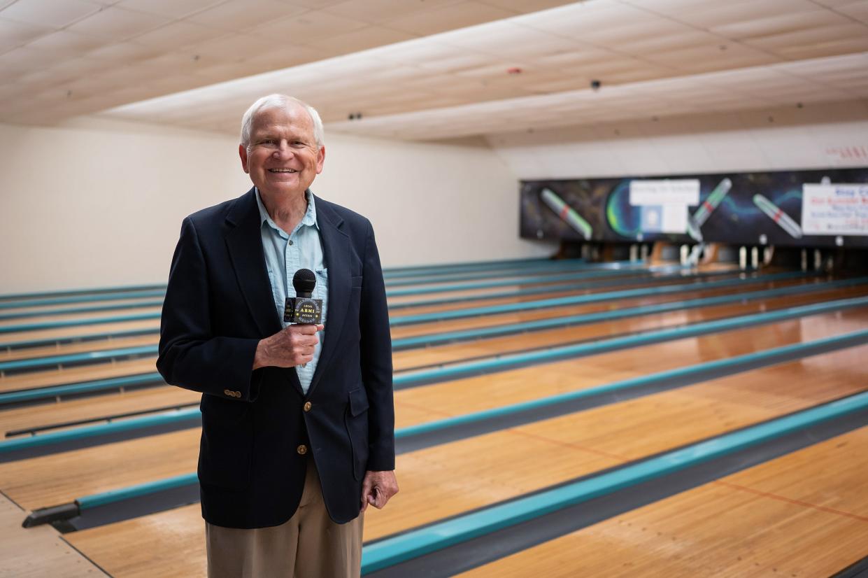 Pete Royce poses for a portrait before "Bowling for Scholars," a TV program that raises money for college students hosted at Sparetime Recreation in Whitinsville on Thursday.