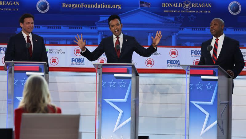 Republican U.S. Presidential candidates participate in their second debate of the 2024 U.S. presidential campaign in Simi Valley, California