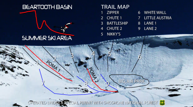 Beartooth Basin Summer Ski Area Trail Map