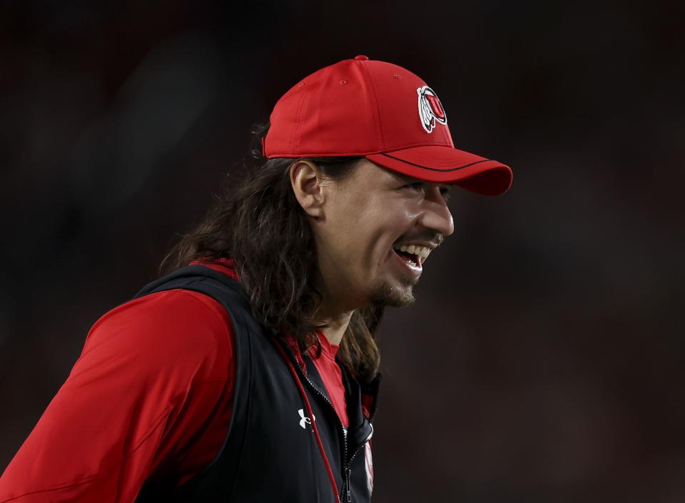 Utah Utes quarterback Cam Rising smiles.