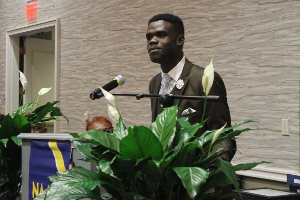 Brendien Mitchell Jr. was the guest speaker at the Alachua County branch NAACP's annual Freedom Fund and Awards Banquet on Sunday in Gainesville.
(Credit: Photo by Voleer Thomas, Correspondent)