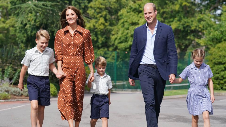 The Wales family arriving at Lambrook School