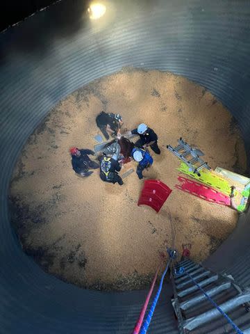 <p>Ethridge Fire Department/Facebook</p> Inside the grain bin in Henryville