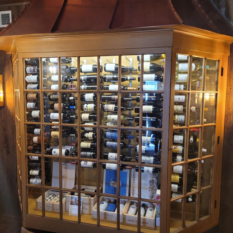 The wine cabinet at the Windjammer Bar and Grill.