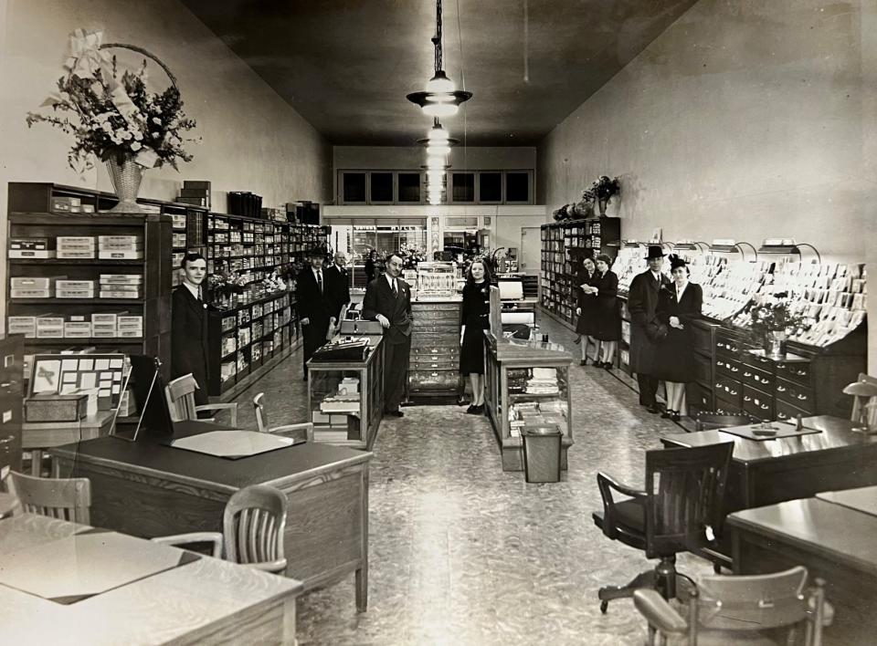 The grand reopening of Cooke Stationery Company in 1940 at its new location, 370 State St. in downtown Salem.