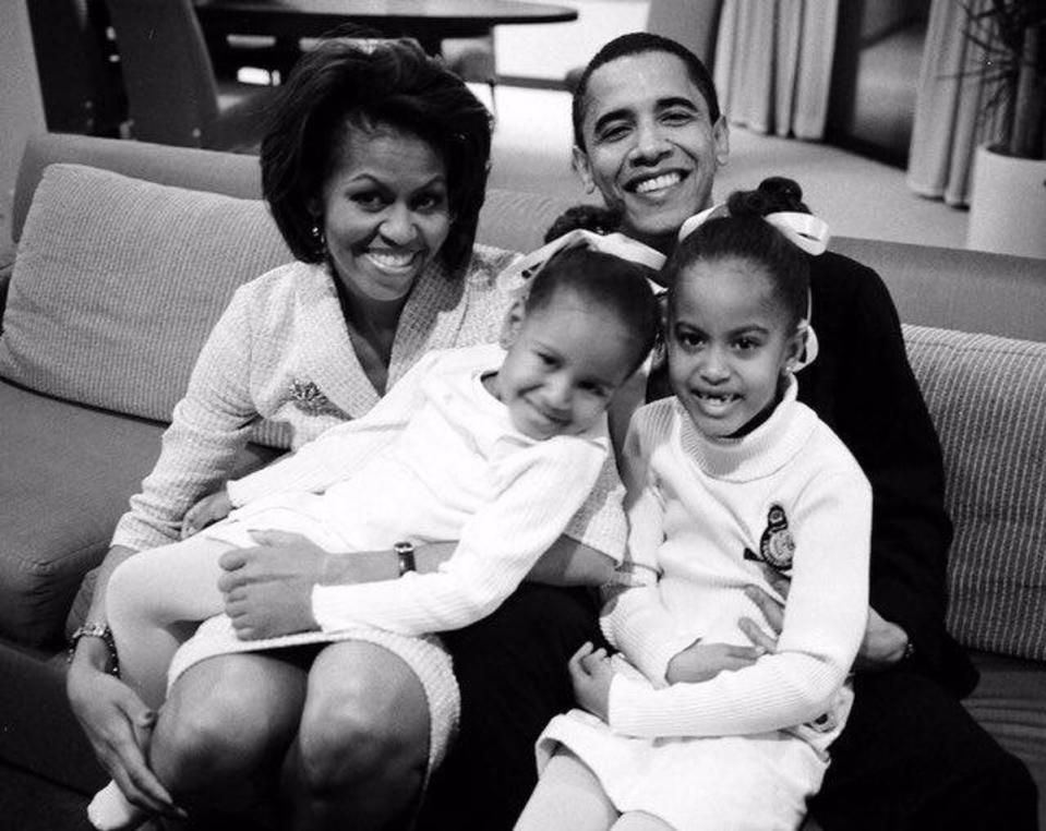 Michelle Obama tweets out an old family photo 'So proud of @POTUS and all that we've accomplished together. An incredible journey filled with remarkable people. I love you Barack. -mo (@FLOTUS)