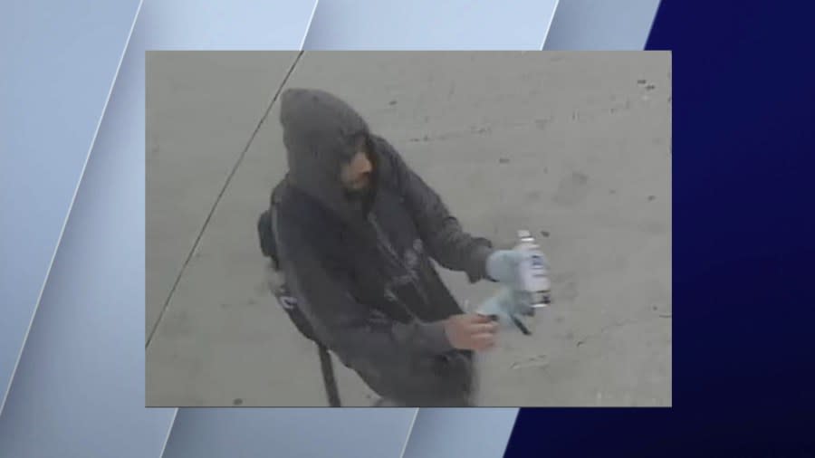 Photo captured by surveillance cameras shows the person who is believed to have been responsible for a "mass graffiti" incident in Oak Lawn over the weekend.