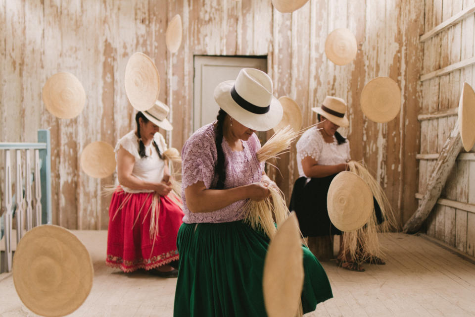 Panama hats being made in Ecuador for Cuyana.  Courtesy of Cuyana.