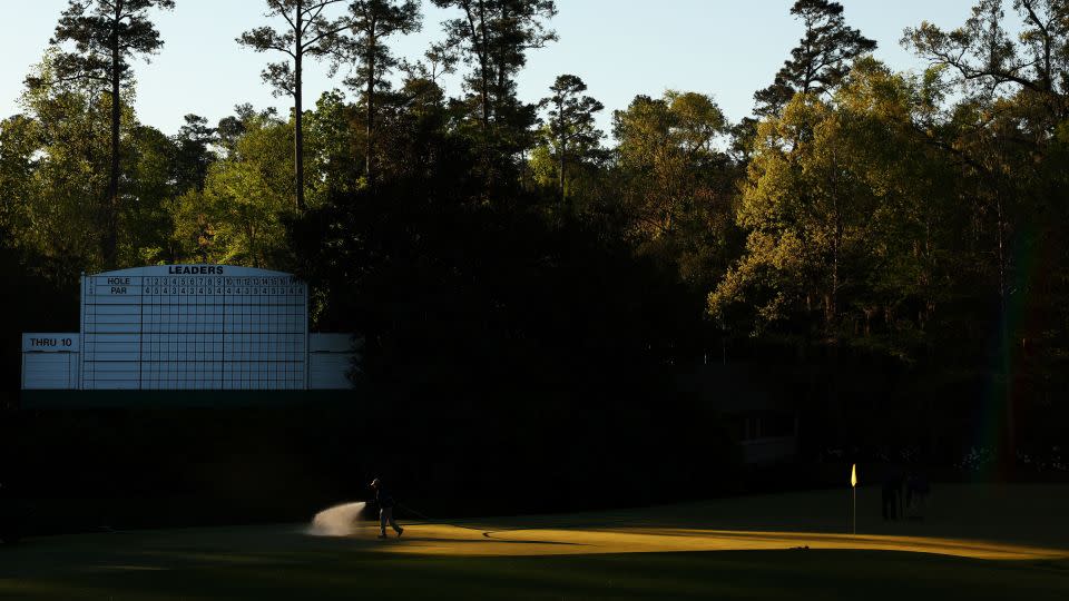 The 11th green is prepared prior to the 2024 Masters Tournament at Augusta National Golf Club on April 6. - Maddie Meyer/Getty Images