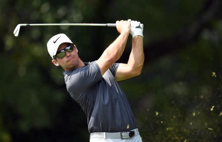 Sep 23, 2017; Atlanta, GA, USA; Paul Casey plays his shot from the second tee plays his shot from the second tee during the third round of the Tour Championship golf tournament at East Lake Golf Club. Mandatory Credit: John David Mercer-USA TODAY Sports