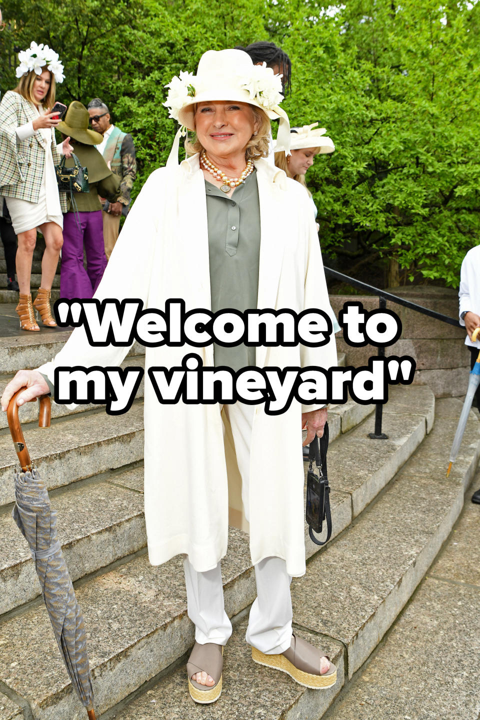 Martha Stewart saying, "Welcome to my vineyard"