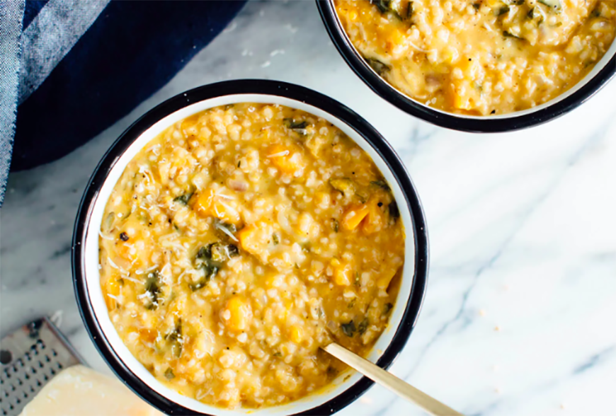 Steel-Cut Oat Risotto With Butternut Squash and Kale from Cookie and Kate