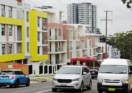 FILE PHOTO: A row of newly built apartment blocks is seen in the suburb of Epping, Sydney, Australia February 1, 2019. Picture taken February 1, 2019. REUTERS/Tom Westbrook