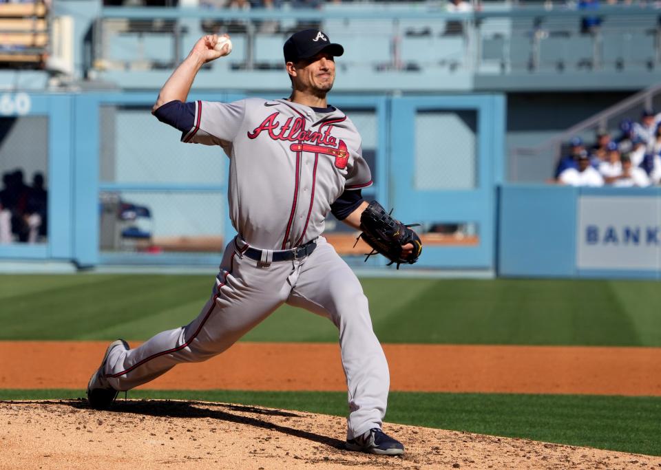 Charlie Morton during Game 3 of the NLCS against the Dodgers.