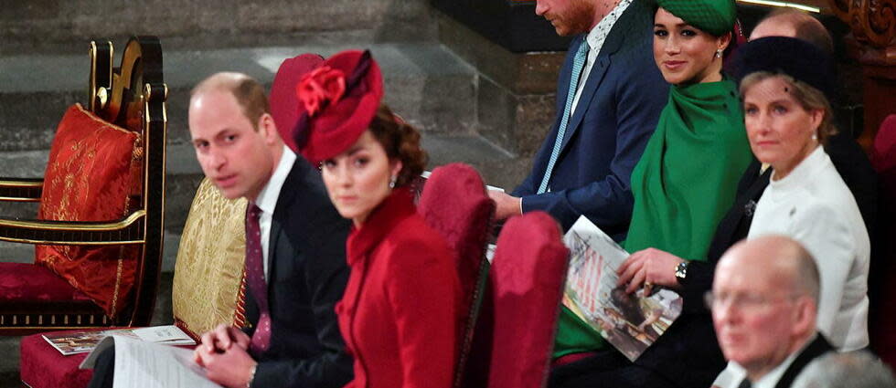 Harry, Meghan, William et Kate le 9 mars 2020, en l'abbaye de Westminster lors de la journée du Commonwealth.  - Credit:PHIL HARRIS / POOL / AFP