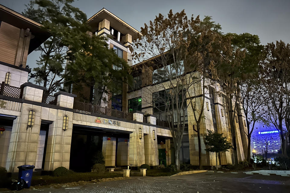 The exterior of the I-Soon office building, also known as Anxun in Mandarin, is pictured in Chengdu in southwestern China's Sichuan Province on Tuesday, Feb. 20, 2024. Chinese police are investigating an unauthorized and highly unusual online dump of documents from a private security contractor linked to China’s top policing agency and other parts of its government. (AP Photo/Dake Kang)