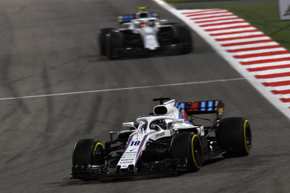 In their own race: Stroll and Sirotkin milling around at the back of the Bahrain race, where, Sirotkin said, they ‘looked like idiots’