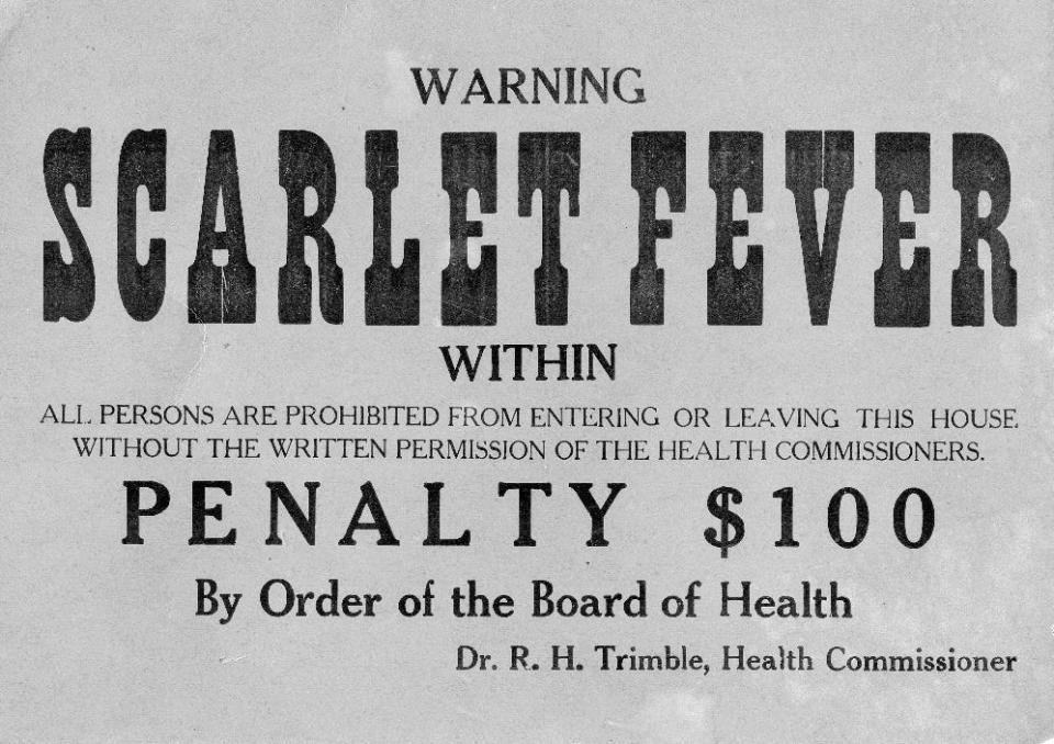 In our past and as late as the early part of the twentieth century, this sign could be seen in the window of a person affected with a ‘problem’ disease of the time, scarlet fever.