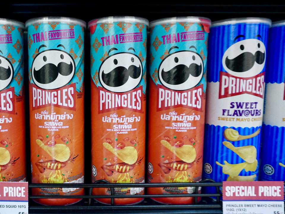 Kellogg's pringle packages in thai market shelves