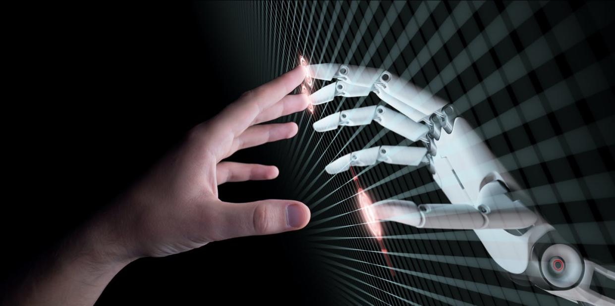   <span class="attribution"><a class="link " href="https://www.shutterstock.com/es/image-illustration/hands-robot-human-touching-virtual-reality-650850907" rel="nofollow noopener" target="_blank" data-ylk="slk:Shutterstock / maxuser;elm:context_link;itc:0;sec:content-canvas">Shutterstock / maxuser</a></span>