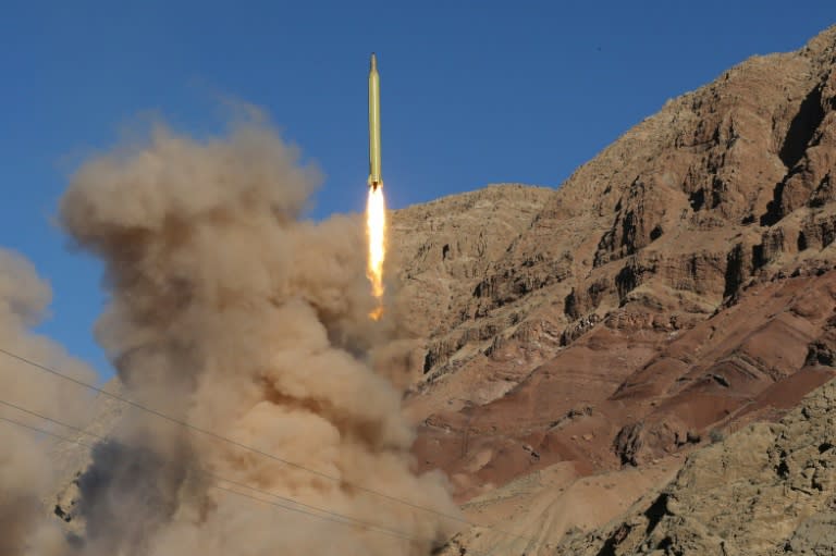 Iran test-fires a medium-range Qadr ballistic missile from the Alborz mountains on March 9, 2016