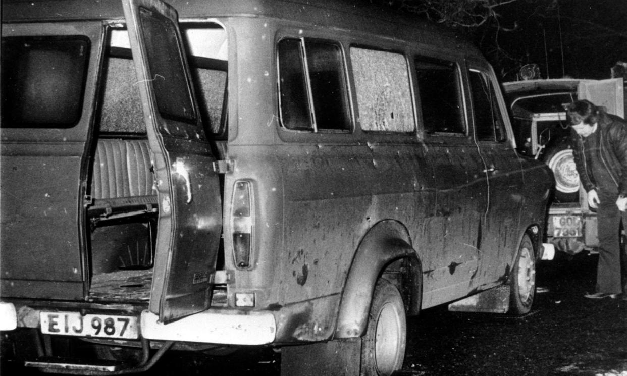 <span>The killers forced 11 men to line up outside the van before opening fire.</span><span>Photograph: PA</span>