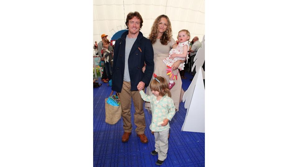 Toby Stephens with wife Anna-Louise and two of their children