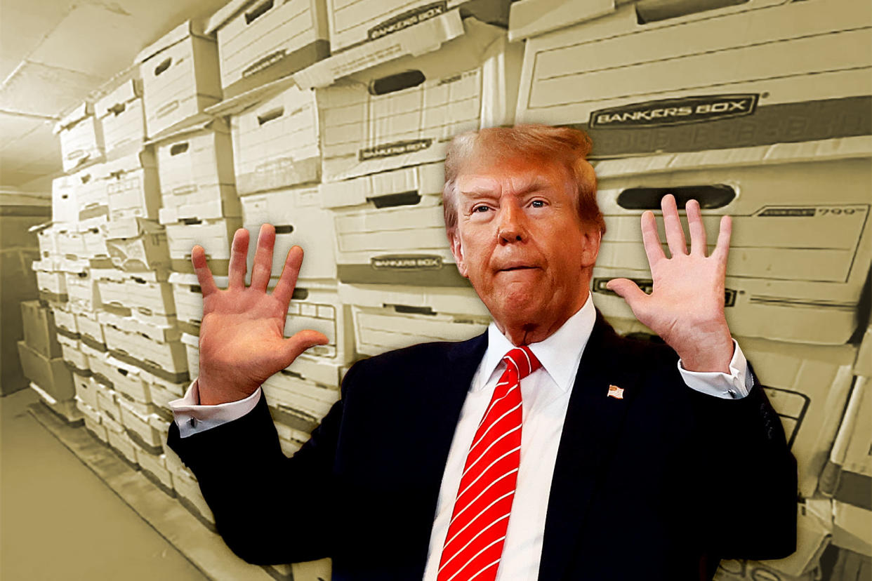 Donald Trump; classified documents; Mar A Lago Photo illustration by Salon/Getty Images