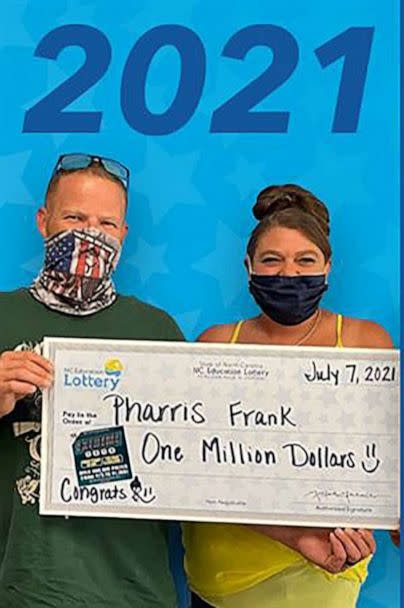 PHOTO: In July 2021, Pharris Frank won the lottery for the first time, winning $1 million off a $25 scratch-off ticket. (NC Education Lottery)