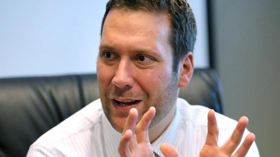 PHOTO: Former Seminole County tax collector Joel Greenberg talks to the Orlando Sentinel in September 2019, during an interview at his office in Lake Mary, Fla.  (Joe Burbank/Orlando Sentinel/TNS/Newscom)