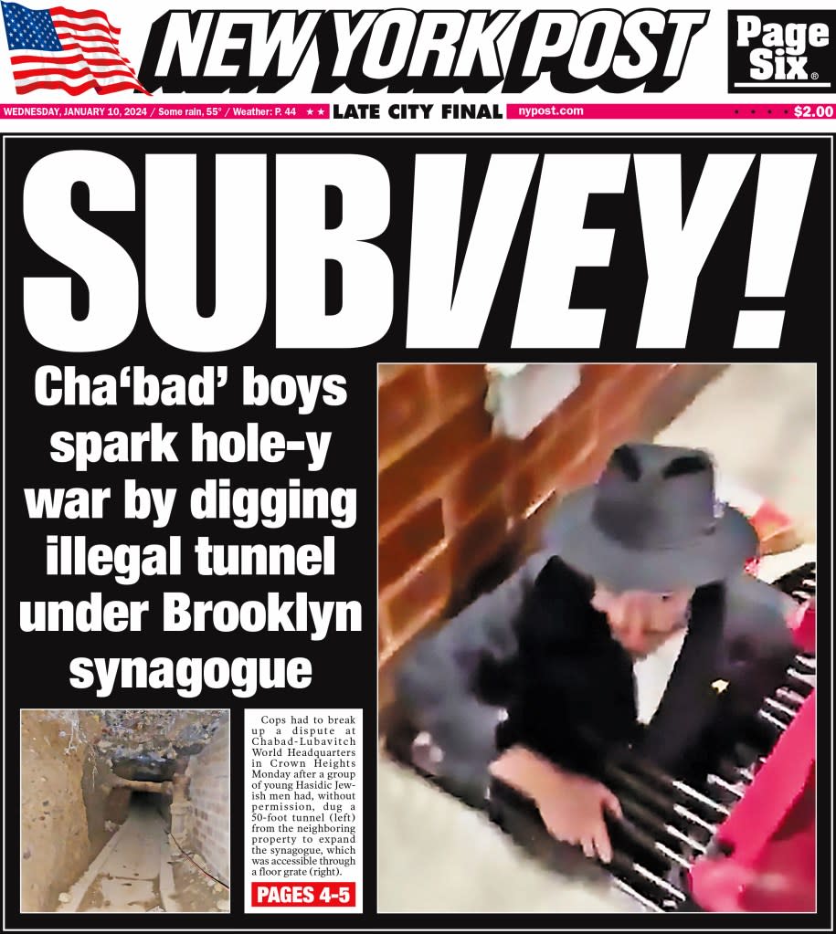 New York Post cover for Wednesday, January 10, 2024.