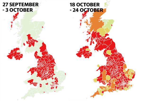 The interactive map projects coronavirus hotspots (Imperial College)