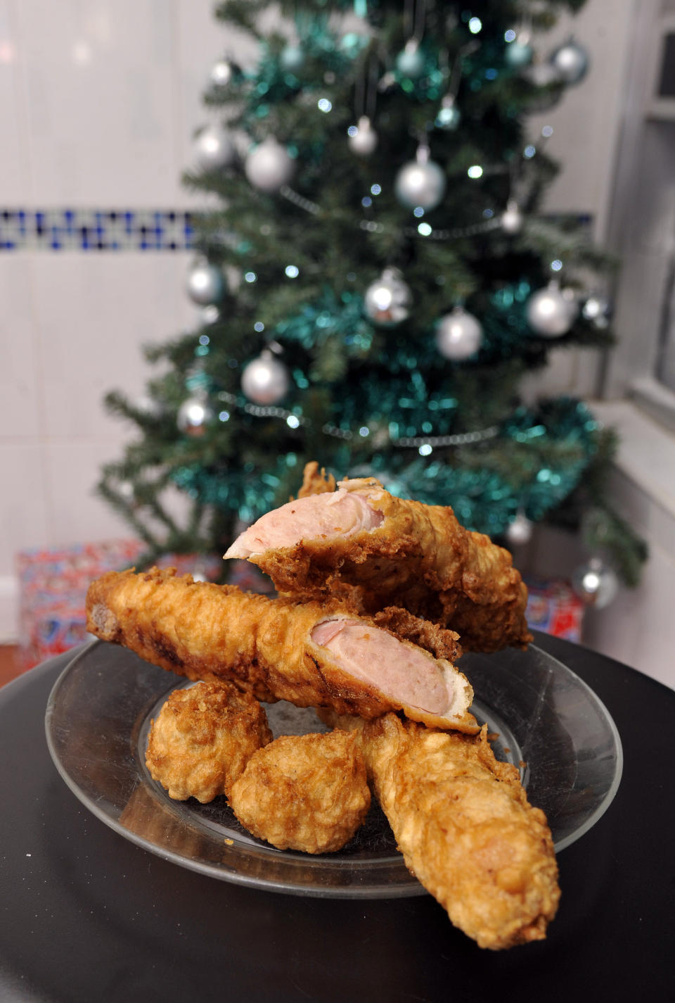 <em>Festive – the huge creation comes with stuffing balls and gravy</em>