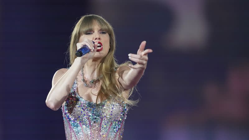 Taylor Swift performs as part of the “Eras Tour” at the Tokyo Dome on Feb. 7, 2024, in Tokyo.