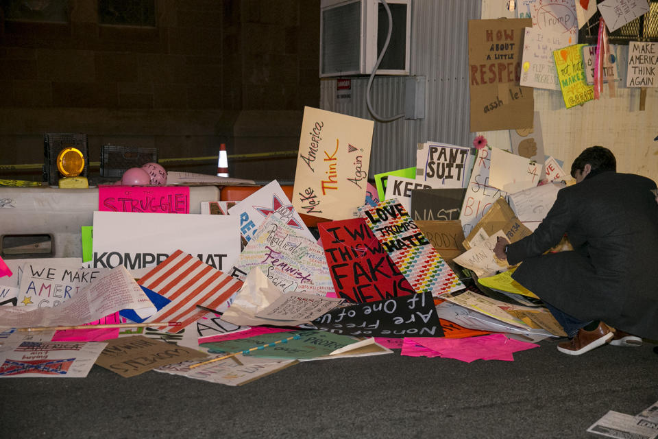 Discarded protest signs from the Women’s March in NYC