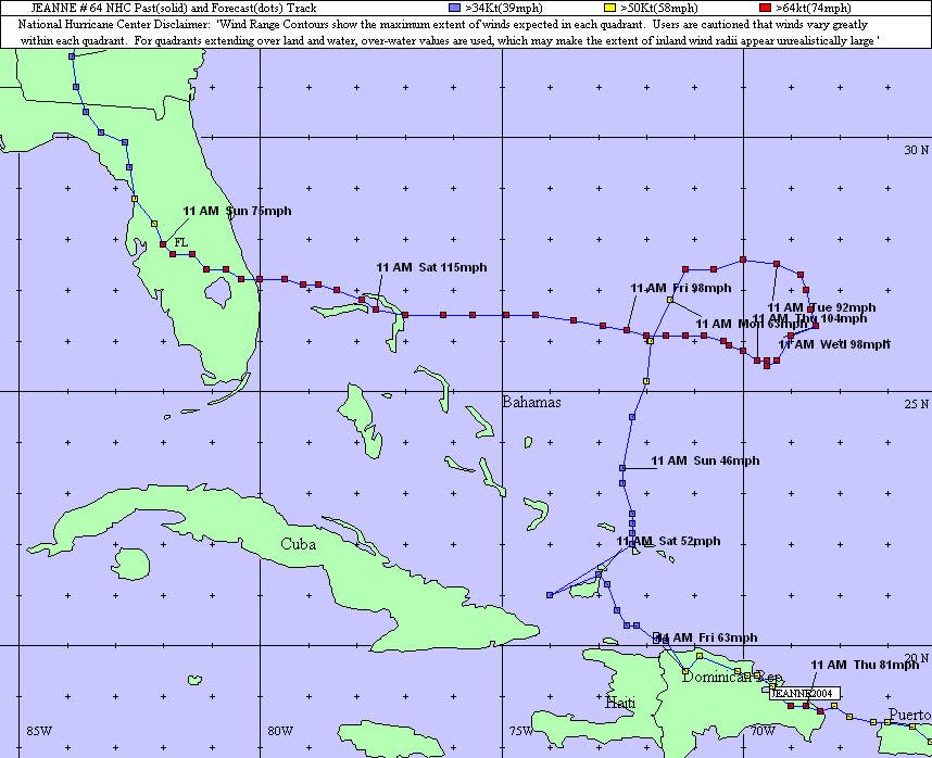 Hurricane Jeanne was a Category 3 hurricane that made landfall near Hutchinson Island, Florida, in September 2004.