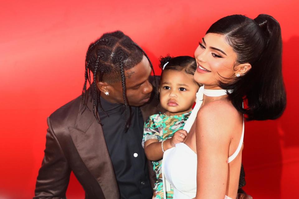 Family ties: Travis Scott, Stormi and Jenner have a close bond (Getty Images)