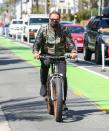 <p>Arnold Schwarzenegger takes his daily bike ride through Santa Monica, California, on Monday.</p>