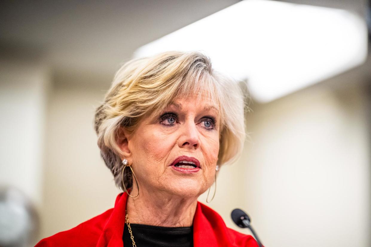 <span>State representative Jennifer Decker, who sponsored the bill that would in effect ban DEI programs at public colleges and universities.</span><span>Photograph: Jon Cherry/Getty Images</span>