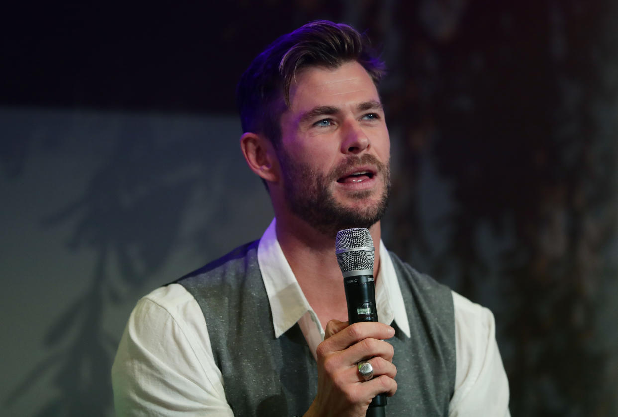 Chris Hemsworth attends a preview of Tourism Australia's latest campaign at Sydney Opera House on October 30, 2019 in Sydney, Australia.