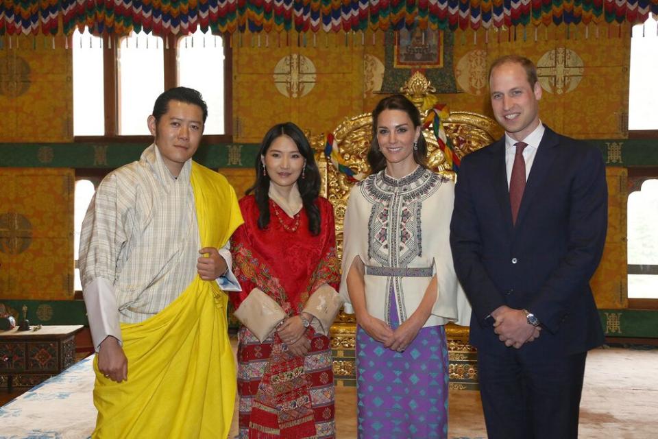 King Jigme Khesar Namgyel Wangchuck, Queen Jetsun Pem, Kate Middleton and Prince William in 2016