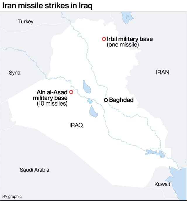 Iran missile strikes in Iraq