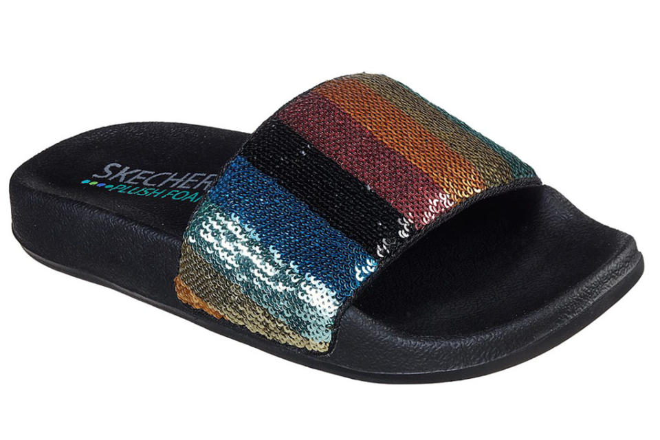 skechers, rainbow slides