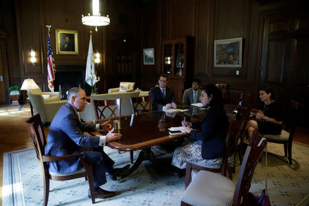 Environmental Protection Agency Administrator Scott Pruitt speaks during an interview for Reuters at his office in Washington, U.S., July 10, 2017. REUTERS/Yuri Gripas